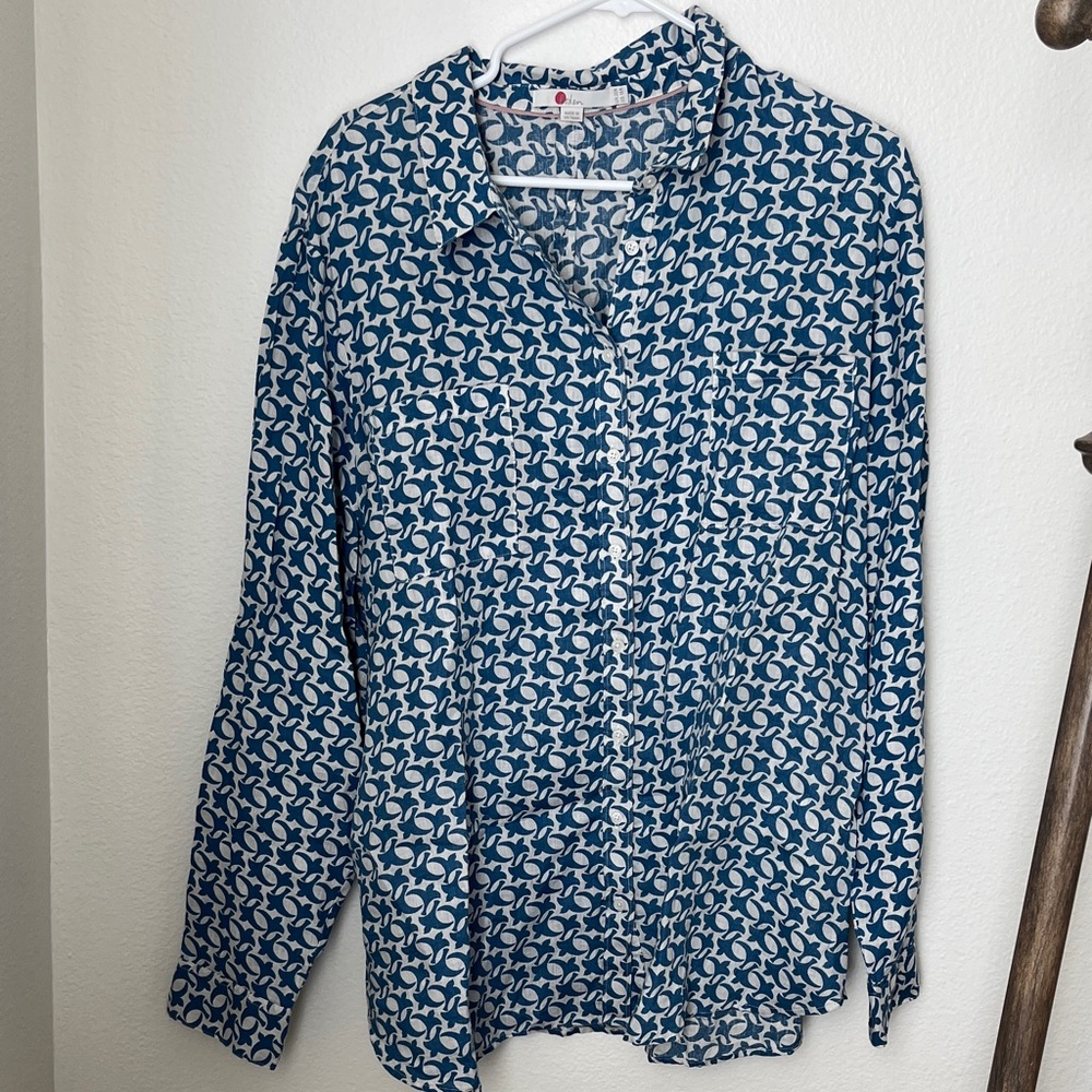Boden Blue and White Button Down Shirt